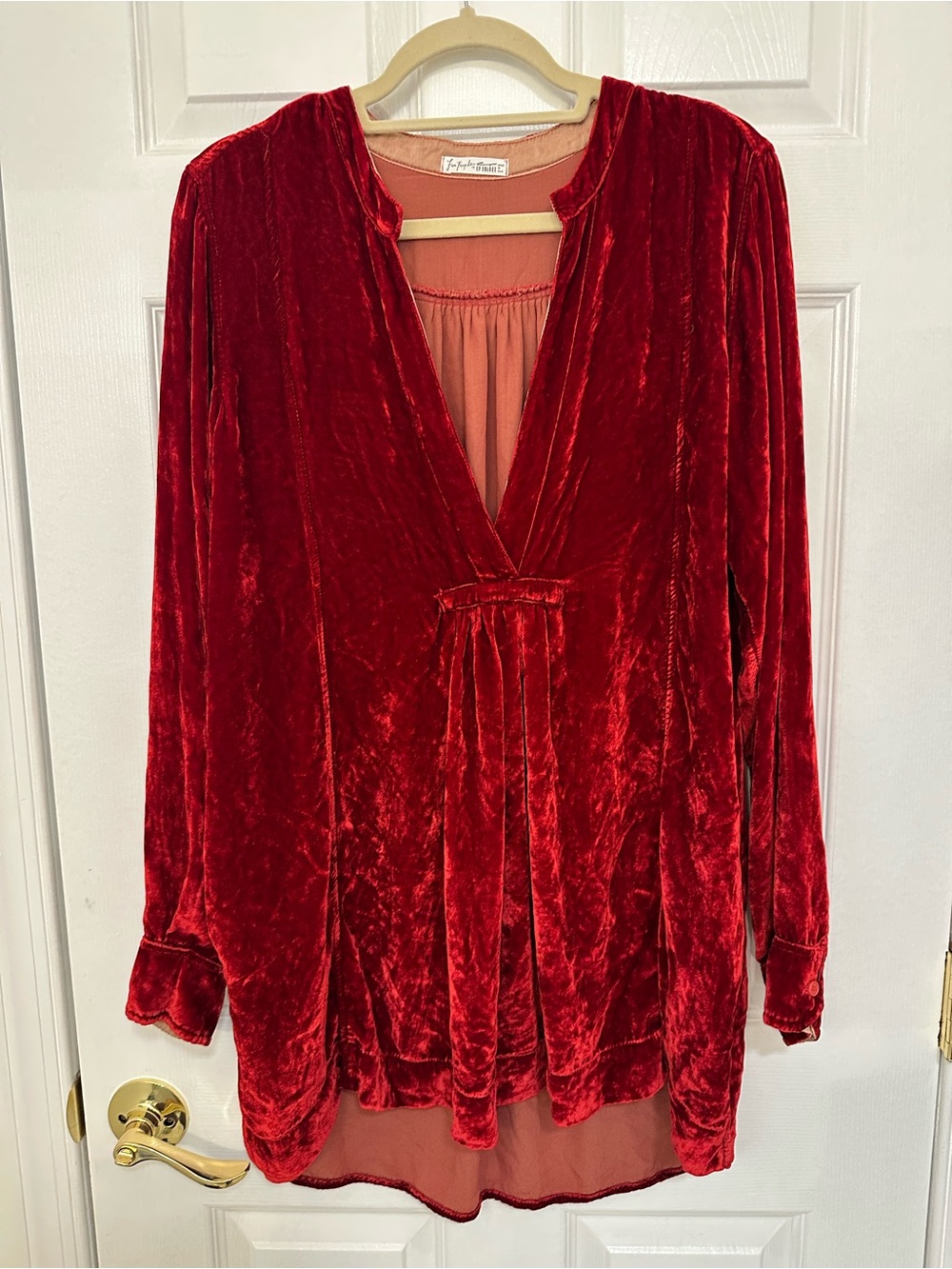 Free People Red Ribbed Top